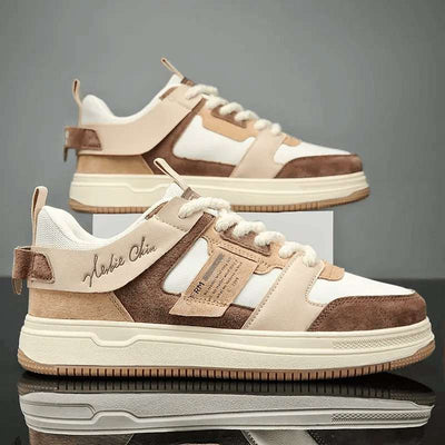 Détail de la semelle des sneakers rétro Earth Tone Classic beige et marron