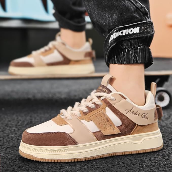 Earth Tone Classic - Sneakers Rétro en Beige et Marron